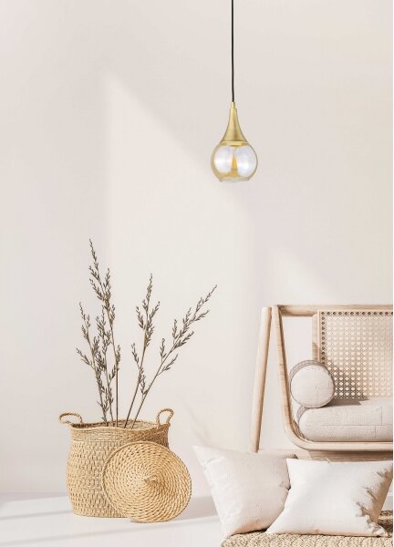 Lampadario a sospensione con filo LACRIMA HONEY 1xE27/60W/230V