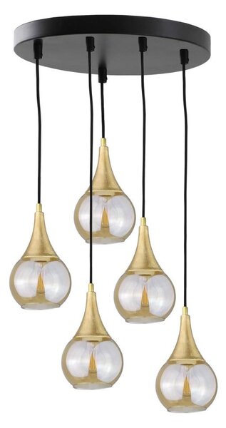 Lampadario a sospensione con filo LACRIMA HONEY 5xE27/60W/230V diametro 45 cm