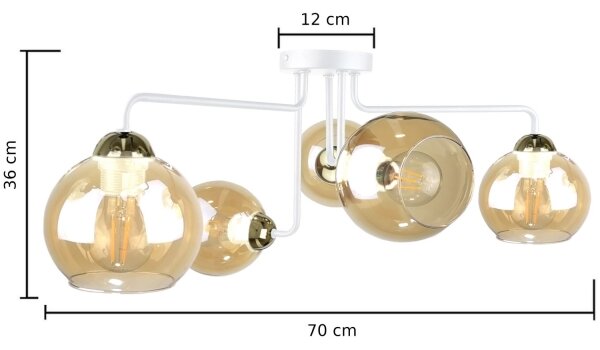 Lampadario a plafone MONDE WHITE 5xE27/60W/230V