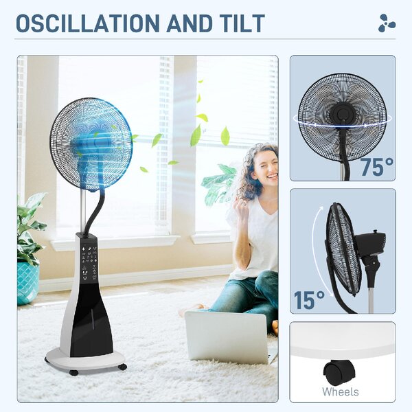 DecHome Ventilatore Nebulizzatore con Serbatoio 3 Litri 3 Modalit e 3 Velocit 44.5x38.5x120 cm colore Bianco/Nero - 0MXW112F