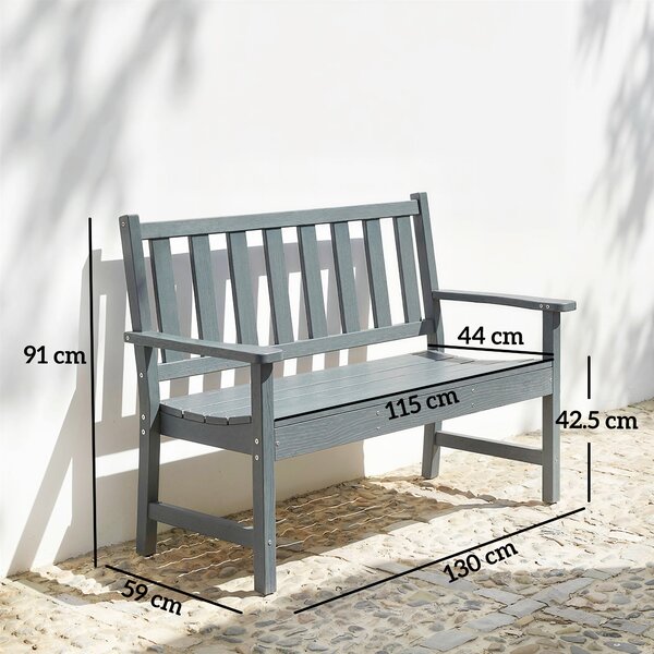 Outsunny Panchina giardino 2 posti effetto legno con schienale, Grigio | Aosom Italy