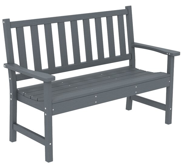 Outsunny Panchina giardino 2 posti effetto legno con schienale, Grigio | Aosom Italy