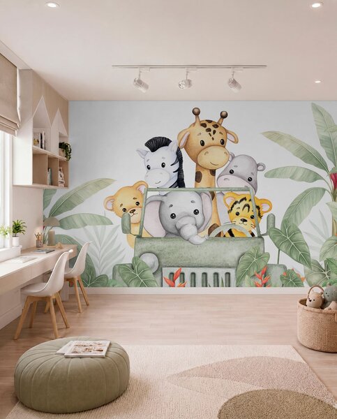 Carta da parati Animali simpatici ai tropici, Carta da parati Animali, w04413 : Uwalls.it
