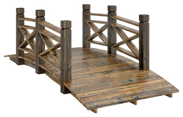 Outsunny Ponte giardino in legno con parapetto, 174x78x57,5 cm, Carbonizzato | Aosom Italy