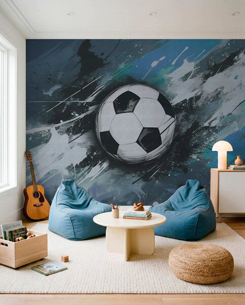 Carta da parati Pallone da calcio con graffiti sfocati sullo sfondo, Carta da parati per gli adolescenti, Carta da parati Calcio, w04467v1 : Uwalls.it