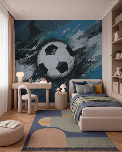 Carta da parati Pallone da calcio con graffiti sfocati sullo sfondo, Carta da parati per gli adolescenti, Carta da parati Calcio, w04467v1 : Uwalls.it