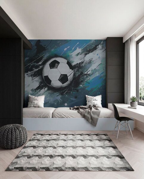 Carta da parati Pallone da calcio con graffiti sfocati sullo sfondo, Carta da parati per gli adolescenti, Carta da parati Calcio, w04467v1 : Uwalls.it