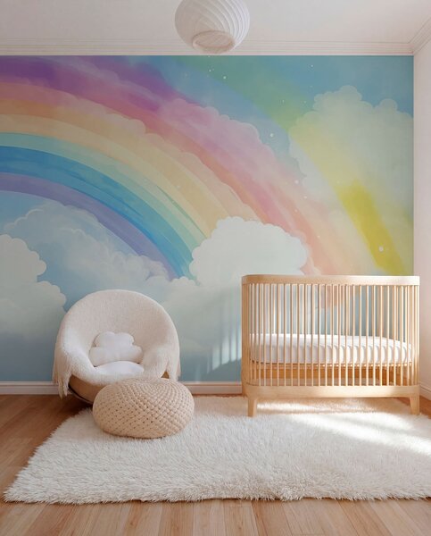 Carta da parati Arcobaleno nel cielo, Carta da parati per Bambini, Carta da parati per bambini Arcobaleno, w04487 : Uwalls.it