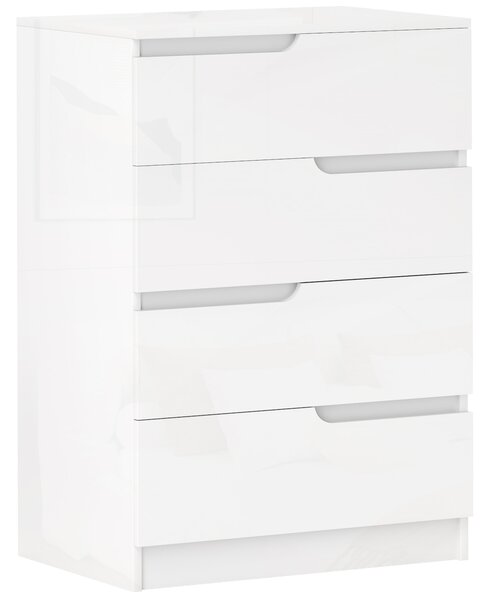 HOMCOM Cassettiera 4 cassetti con struttura in legno e piedini, Bianco | Aosom Italy