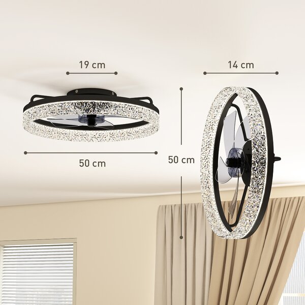 HOMCOM Ventilatore soffitto con luce LED e telecomando, Nero | Aosom Italy