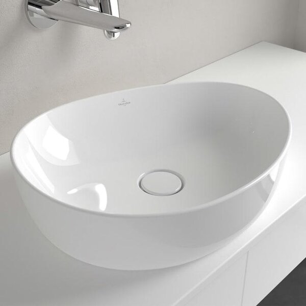 V&B lavabo da appoggio ANTAO 51x40cm, asimmetrico, senza sfioratore, bianco C-plus