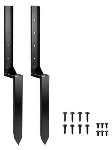 Outsunny Set riparazione pali recinzione 2 pezzi con chiodi, 81x5,5x12 cm, Nero | Aosom Italy