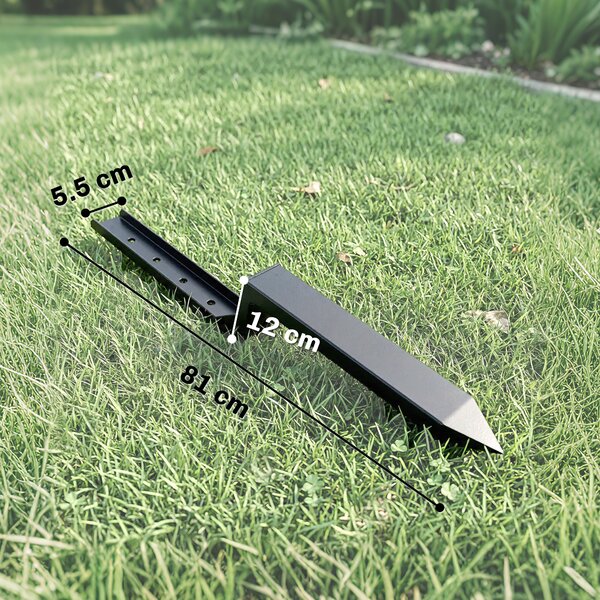 Outsunny Set riparazione pali recinzione 2 pezzi con chiodi, 81x5,5x12 cm, Nero | Aosom Italy