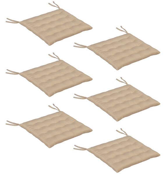 Outsunny Set 6 cuscini per sedie da esterno trapuntati con nastri, 40x40 cm, Kaki | Aosom Italy