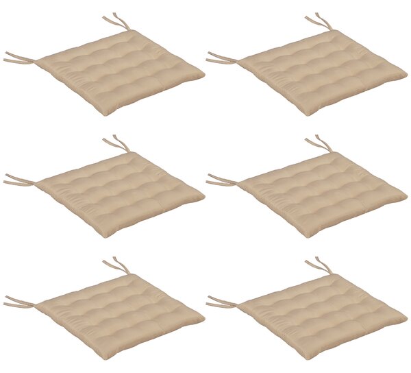 Outsunny Set 6 cuscini per sedie da esterno trapuntati con nastri, 40x40 cm, Kaki | Aosom Italy