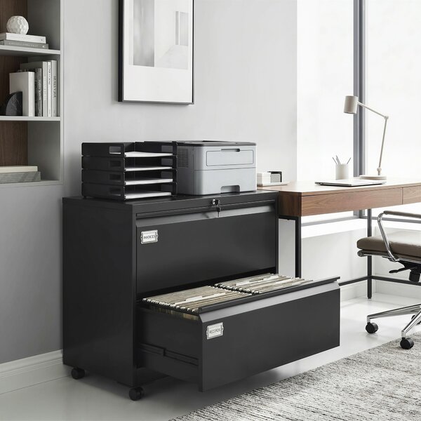 HOMCOM Cassettiera archivio con 2 cassetti e guide sospese, 90x40x77,4 cm, Nero | Aosom Italy