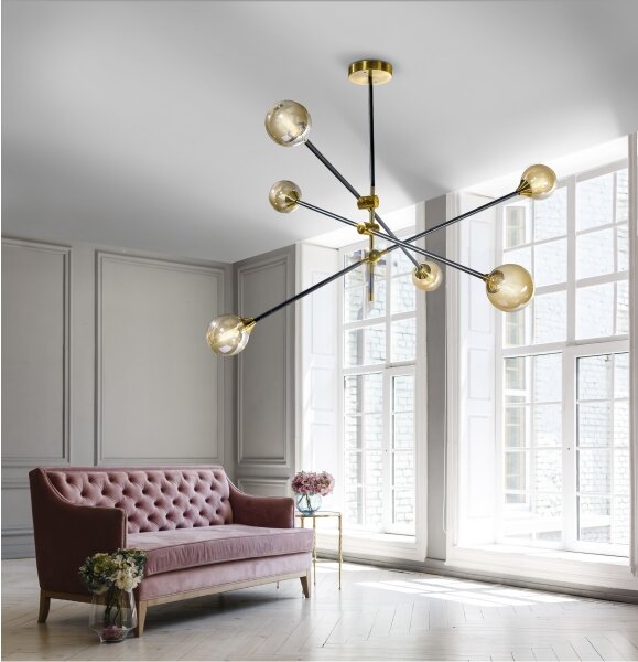 Azzardo AZ4700 - Lampadario su palo SOLEN 6xG9/30W/230V nero/oro