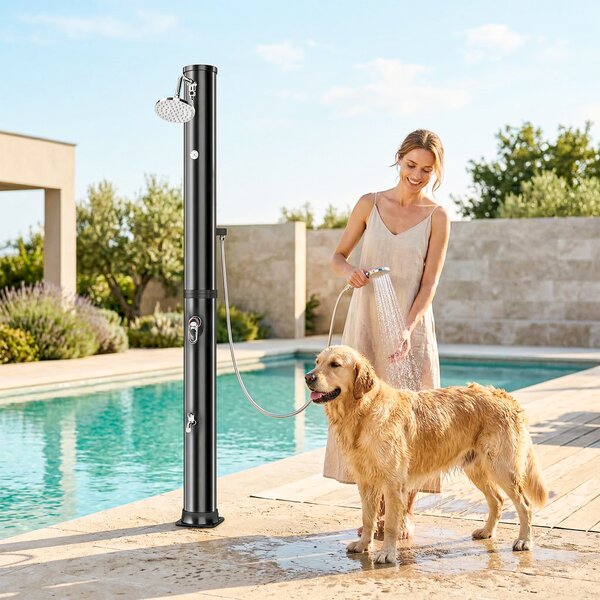 Outsunny Doccia solare 40 L con soffione e temperatura regolabile | Aosom Italy