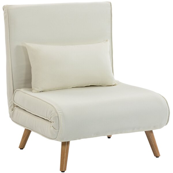 HOMCOM Chaise longue letto 3 in 1 con schienale a 5 posizioni e cuscino, Crema | Aosom Italy