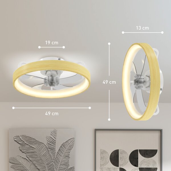 HOMCOM Ventilatore soffitto LED Ø49 cm con telecomando, 6 velocità e luce regolabile | Aosom Italy