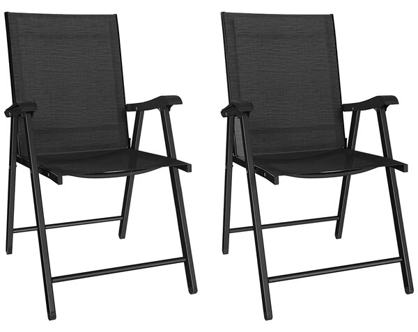 Outsunny Set 2 sedie pieghevoli giardino in texteline, 58x62x97 cm, Nero | Aosom Italy