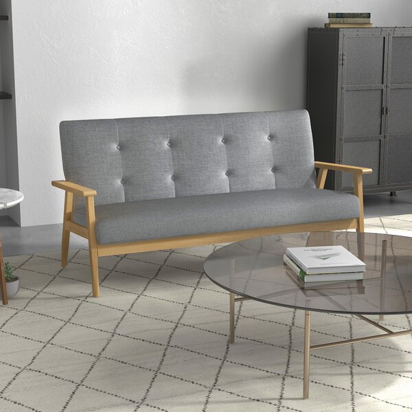 HOMCOM Divano 3 posti capitonné con seduta imbottita, 154,5 cm, Grigio | Aosom Italy