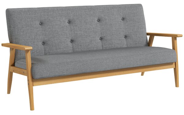 HOMCOM Divano 3 posti capitonné con seduta imbottita, 154,5 cm, Grigio | Aosom Italy