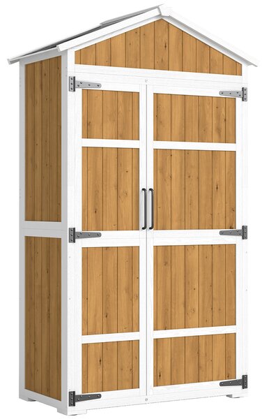 Outsunny Armadio giardino impermeabile con doppia porta, 105x55x179 cm, Legno naturale | Aosom Italy