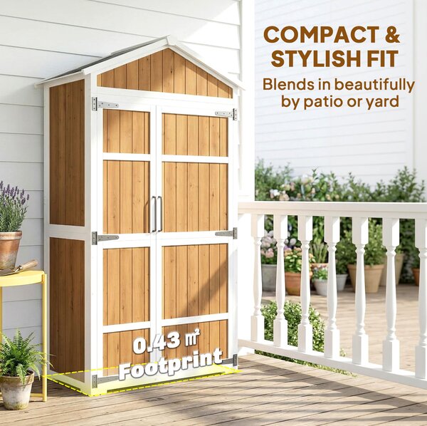 Outsunny Armadio giardino impermeabile con doppia porta, 105x55x179 cm, Legno naturale | Aosom Italy