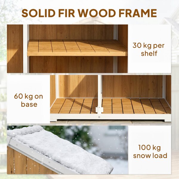 Outsunny Armadio giardino impermeabile con doppia porta, 105x55x179 cm, Legno naturale | Aosom Italy