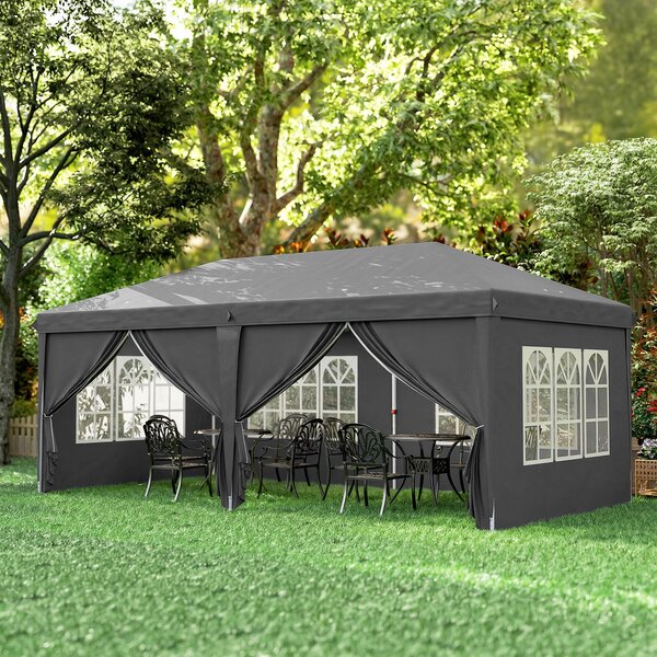 Outsunny Gazebo pieghevole 3x6 m con lati rimovibili e struttura acciaio, Grigio scuro | Aosom Italy
