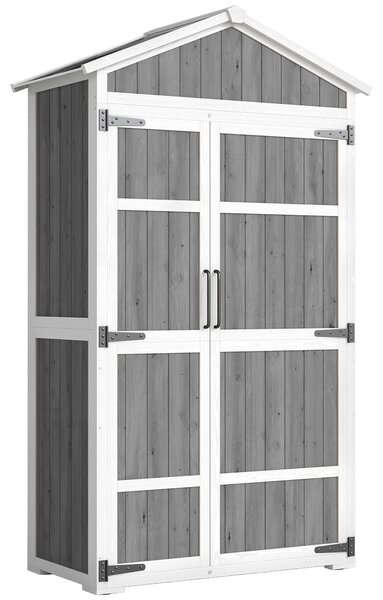 Outsunny Armadio giardino impermeabile con doppia porta, 105x55x179 cm, Grigio | Aosom Italy