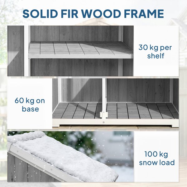 Outsunny Armadio giardino impermeabile con doppia porta, 105x55x179 cm, Grigio | Aosom Italy