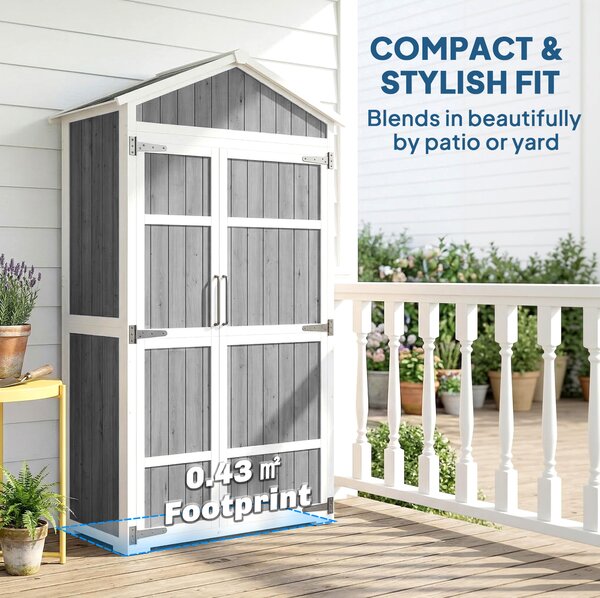 Outsunny Armadio giardino impermeabile con doppia porta, 105x55x179 cm, Grigio | Aosom Italy