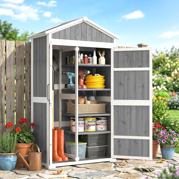 Outsunny Armadio giardino impermeabile con doppia porta, 105x55x179 cm, Grigio | Aosom Italy