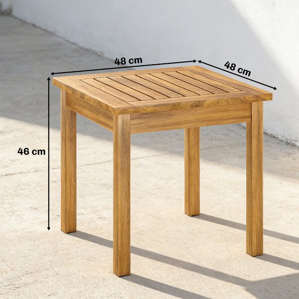 Outsunny Tavolino giardino quadrato con piano a doghe, 48x48 cm | Aosom Italy