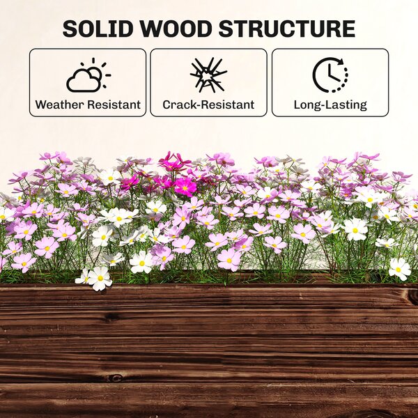 Outsunny Fioriera rialzata 3 livelli con drenaggio e fodera, 60x25x120 cm, Marrone | Aosom Italy