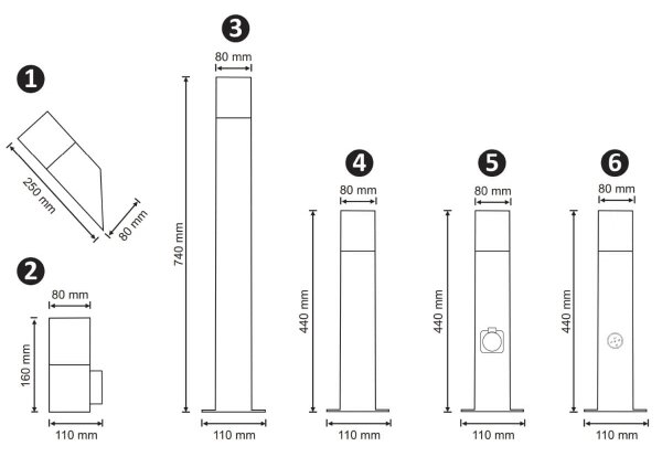 Lampada da esterno con presa NEW YORK 1xE27/12W/230V IP44