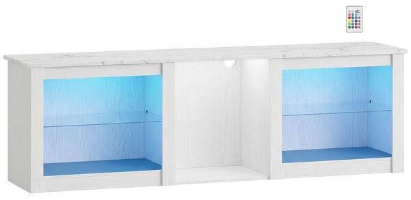 HOMCOM Mobile TV 160 cm con LED e ripiani vetro per TV fino a 70 pollici, Bianco | Aosom Italy