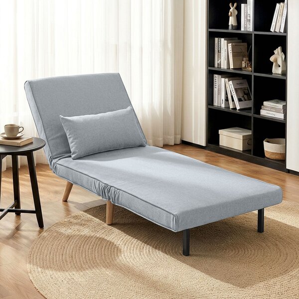 HOMCOM Poltrona letto 3 in 1 con schienale a 5 posizioni e cuscino, Grigio | Aosom Italy