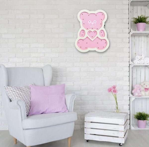 Lampada LED per bambini LED/2xAA orso rosa