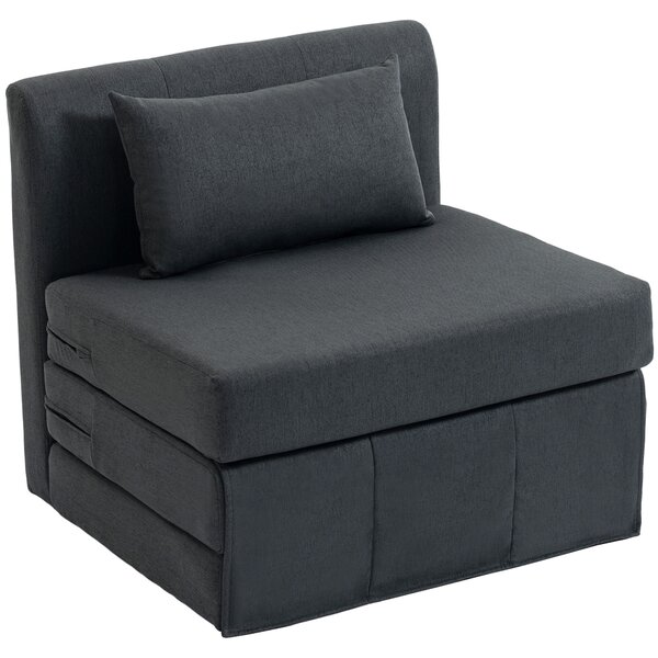 HOMCOM Poltrona letto 2 in 1 pieghevole effetto lino, Grigio scuro | Aosom Italy