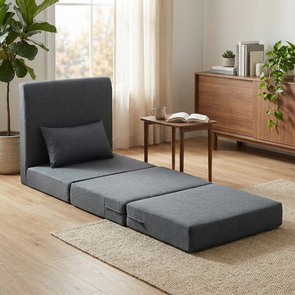 HOMCOM Poltrona letto 2 in 1 pieghevole effetto lino, Grigio scuro | Aosom Italy