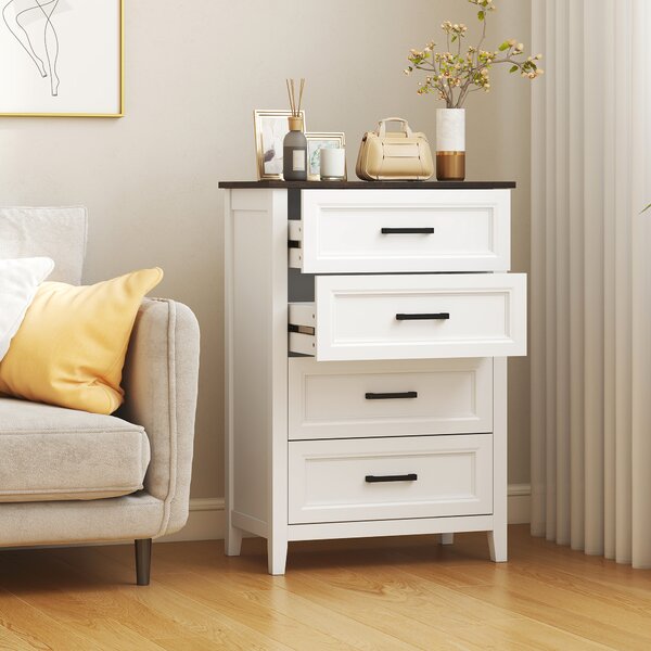 HOMCOM Comò stretto e alto con piano effetto legno, 60x35x87 cm, Bianco | Aosom Italy
