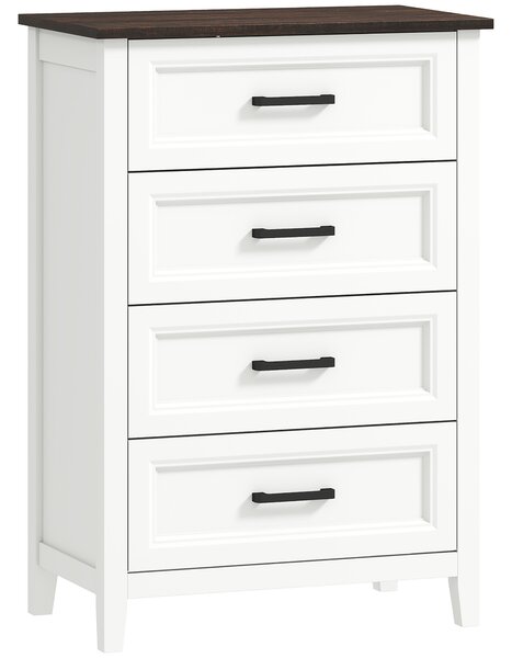 HOMCOM Comò stretto e alto con piano effetto legno, 60x35x87 cm, Bianco | Aosom Italy