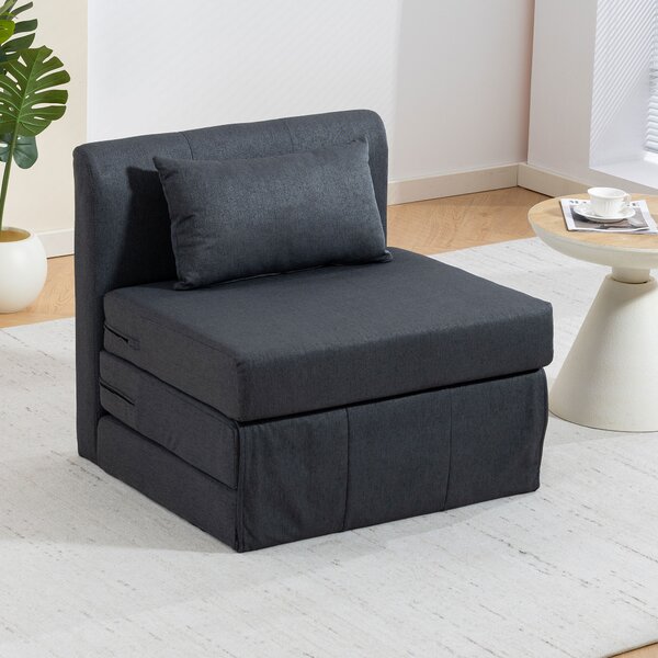 HOMCOM Poltrona letto 2 in 1 pieghevole effetto lino, Grigio scuro | Aosom Italy