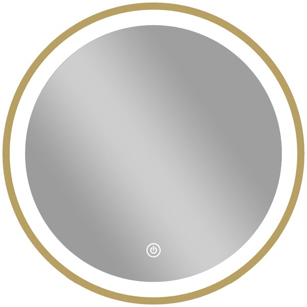 HOMCOM Specchio bagno LED rotondo 40 cm dimmerabile con 3 colori luce, Dorato | Aosom Italy