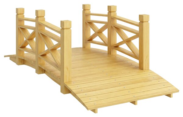 Outsunny Ponte giardino in legno ad arco con corrimano, 174x78x57,5 cm, Legno naturale | Aosom Italy