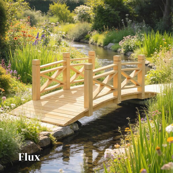 Outsunny Ponte giardino in legno ad arco con corrimano, 174x78x57,5 cm, Legno naturale | Aosom Italy