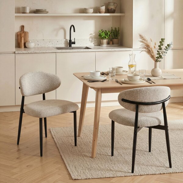 HOMCOM Set sedie da pranzo imbottite con gambe in acciaio, Beige | Aosom Italy